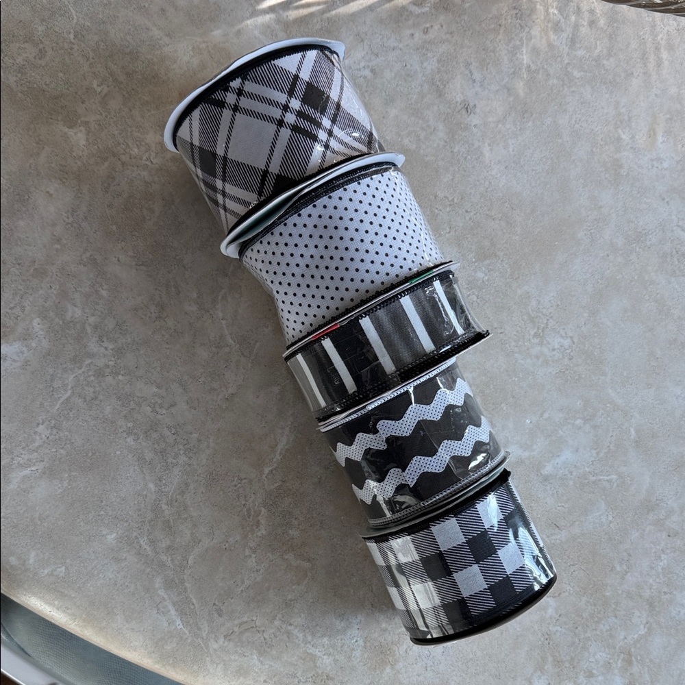 Stylish Black and white Patterned Ribbon